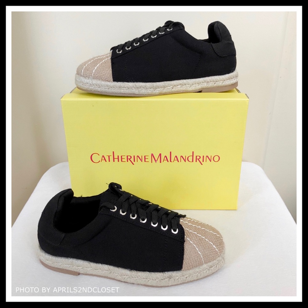 CATHERINE MALANDRINO BLACK ESPADRILLE SNEAKERS A3C - Picture 4 of 8